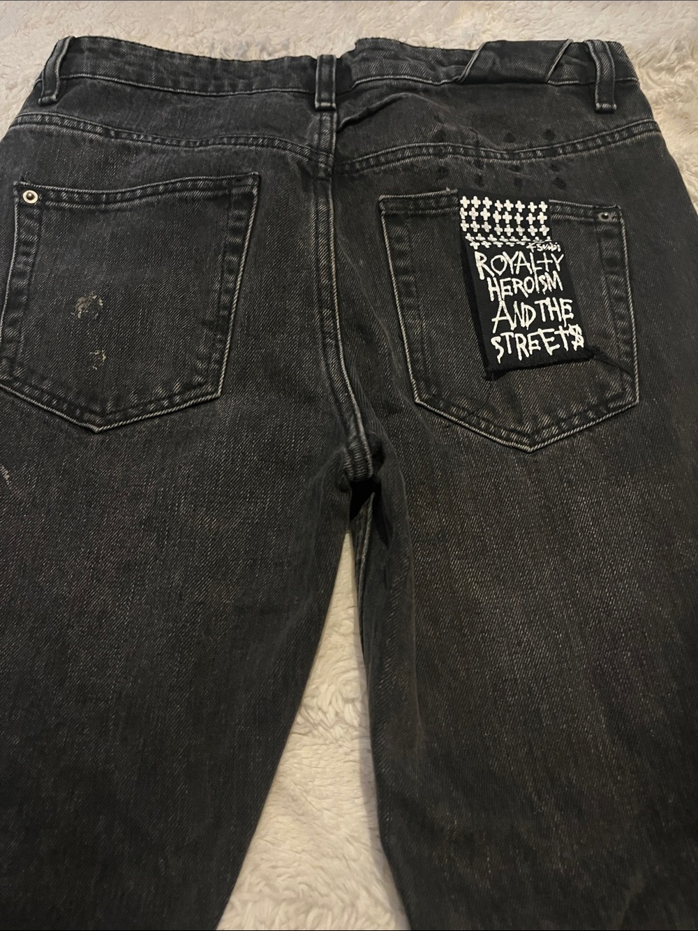 Ksubi Black Washed Relaxed Men's Jeans with Graphic Back Patch